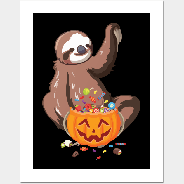 Sloth Costume Halloween Halloween Sloth Pumpkin Shirt Wall Art by danieldamssm